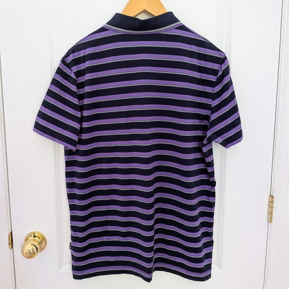 Hugo Boss Purple & Black Striped Polo Shirt – Size M #66 - Picture 2 of 7